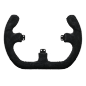 Asetek Open D suede handles close-up showing textured suede surface designed for maximum grip and control during racing