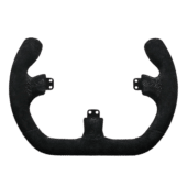 Asetek Open D suede handles front view showing high-grip suede material for sim racing steering wheels with motorsport feel