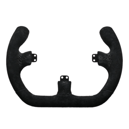 Asetek Open D suede handles front view showing high-grip suede material for sim racing steering wheels with motorsport feel