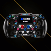 Cube Controls CSX-3 steering wheel front view with integrated LCD display and RGB backlit controls