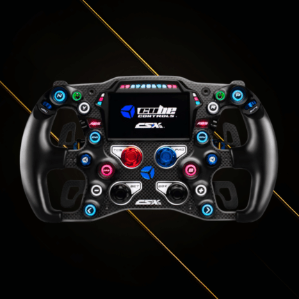 Cube Controls CSX-3 steering wheel front view with integrated LCD display and RGB backlit controls