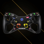 Cube Controls F-Core steering wheel front view carbon plate multi colour buttons compact racing layout