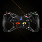Cube Controls F-Core steering wheel front view carbon plate multi colour buttons compact racing layout