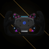 Cube Controls GT Pro V2 Reparto Corse Zero suede steering wheel front view with minimal control layout