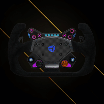Cube Controls GT Pro V2 Reparto Corse Zero suede steering wheel front view with minimal control layout