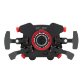 Simagic GT Pro Hub (K) rear view with quick release connection and paddle shifters installed