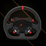 Simagic GT Pro Hub (K) mounted on P-325D leather wheel creating GT Pro D compact racing setup