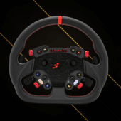 Simagic GT Pro Hub (K) mounted on P-325D leather wheel creating GT Pro D compact racing setup
