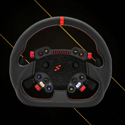 Simagic GT Pro Hub (K) mounted on P-325D leather wheel creating GT Pro D compact racing setup