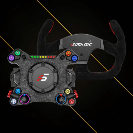 Simagic Neo X button plate with P325-C Alcantara steering wheel bundle with RGB controls and LED bar