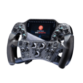 Asetek Invicta Formula wheel angled view highlighting grips, button layout and premium motorsport design