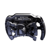 Asetek Invicta Formula wheel rear view showing magnetic shifters, clutch paddles and precision mechanism