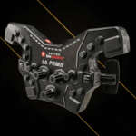 Asetek La Prima Formula button box angled front view showing rotary encoders, push buttons and carbon fibre finish