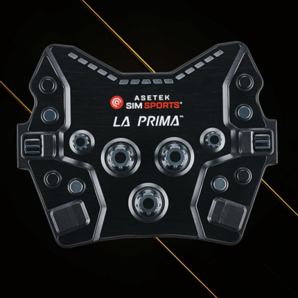 Asetek La Prima GT Button Box Black Edition front view with rotary encoders and push buttons for sim racing