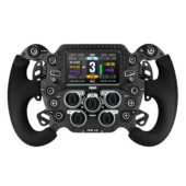 GSI Formula Pro Elite V2 Blackout edition sim racing wheel front view with carbon fibre faceplate and integrated display