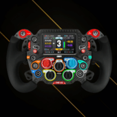 GSI Formula Pro Elite V2 Prime edition sim racing wheel with coloured rotary switches and advanced control interface