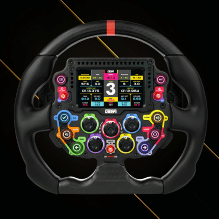 GSI GT-MAX32 Prime edition sim racing wheel with coloured rotary encoders and display interface