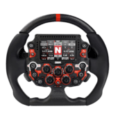 GSI GT-MAX32 Scarlet edition sim racing wheel with red accented controls and integrated display