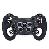 GSI GXL V2 sim racing wheel front view with carbon fibre faceplate, rotary encoders and push buttons