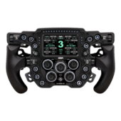 GSI Hyper P1 Blackout edition sim racing wheel front view with carbon fibre faceplate and integrated display