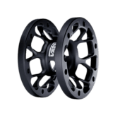 Simagic AH-50 hub extension black angled view showing lightweight CNC aluminium structure
