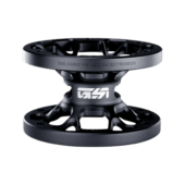 Simagic AH-50 hub extension black front view showing aluminium spacer for steering wheel distance adjustment