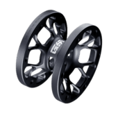 Simagic AH-50 hub extension black three-quarter view highlighting bolt pattern and structure