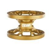 Simagic AH-50 hub extension gold front view with anodised finish for premium sim racing setups
