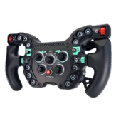 GSI Hyper SL sim racing wheel front angled view with carbon fibre faceplate, rotary encoders and push buttons