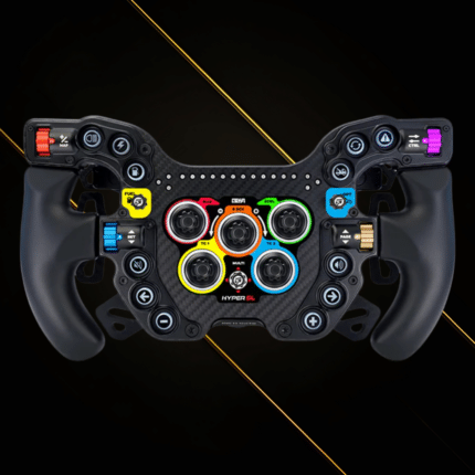 GSI Hyper SL Ascent edition sim racing wheel with coloured rotary encoders and custom control layout