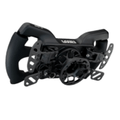 GSI X-29 sim racing wheel rear angle view showing dual clutch paddles and mounting interface hub not included