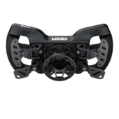 GSI X-29 sim racing wheel rear straight view highlighting paddle system and mounting plate hub not included