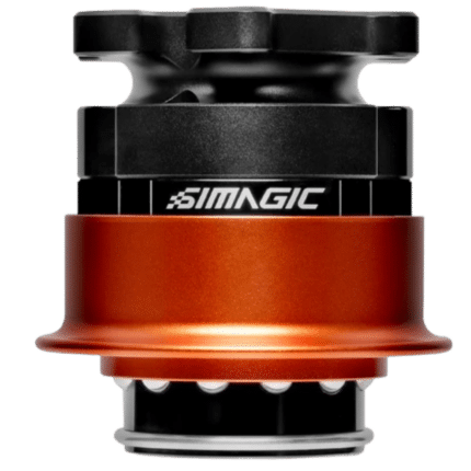Side profile of Simagic QR-A quick release showing compact design and bearing structure