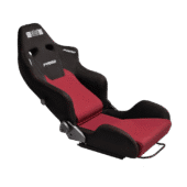 Next Level Racing PRS2 Performance Reclining Sim Racing Seat fully reclined to 180 degrees, showcasing its racing cockpit adjustability and comfort for extended sim sessions.