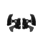 Front view of Simagic dual paddle shifter module with carbon fiber clutch paddles and magnetic shift mechanism for professional sim racing performance.