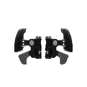 Front view of Simagic dual paddle shifter module with carbon fiber clutch paddles and magnetic shift mechanism for professional sim racing performance.