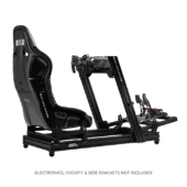 Elite ES2 sim racing seat side view showcasing its deep side bolsters, adjustable recline lever.