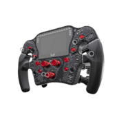 Asetek Invicta Formula wheel angled view highlighting grips, button layout and premium motorsport design