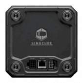 Rear I/O panel of Simucube 3 Pro showing ports and branding