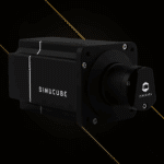 Simucube 2 Pro promotional render with black and gold background