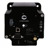 Simucube 2 Sport back panel close-up showing USB and accessory ports