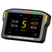 Ascher Racing 5 inch dashboard angled front view showing LED shift lights and display