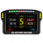 Ascher Racing 5 inch dashboard front view with active sim racing telemetry display