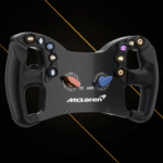 ASCHER Racing McLaren Artura GT4 steering wheel angled front view showing carbon faceplate and control layout