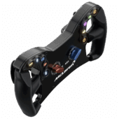 ASCHER Racing McLaren Artura GT4 steering wheel close-up of traction control and ABS rotary dials