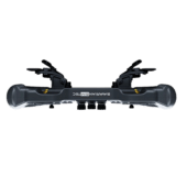 BavarianSimTec Alpha sim racing wheel side profile showing compact GT-style design and paddle system