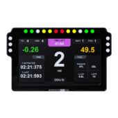 BavarianSimTec DDU5 sim racing dashboard front view with integrated LED shift lights and telemetry screen