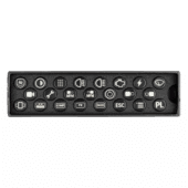 Complete Lovely Sim Racing button caps set laid out in foam insert for sim racing wheels