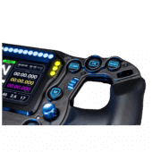 Lovely Sim Racing button caps installed on steering wheel showing control labels in use