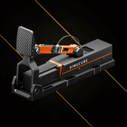 Angled hero image of the Simucube ActivePedal Ultimate showcasing the full assembly, branding, and industrial design.